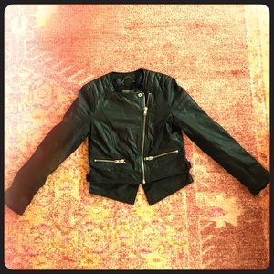 MUUBAA black leather moto zip jacket US4 UK8 EU36